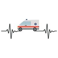 Illustration Of An Ambulance With A Pulse Vector