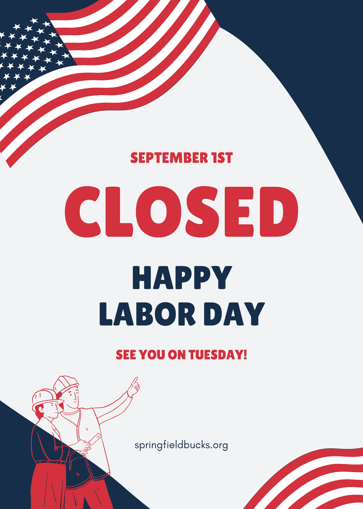 Blue And Red Simple Labor Day Poster
