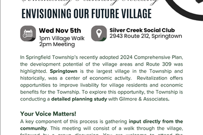 Residents Invited to Springtown "Envisioning Our Future Village" Meeting