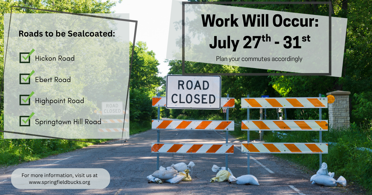 Scheduled Seal Coating & Temporary Road Closures Beginning  Week of July 27, 2026