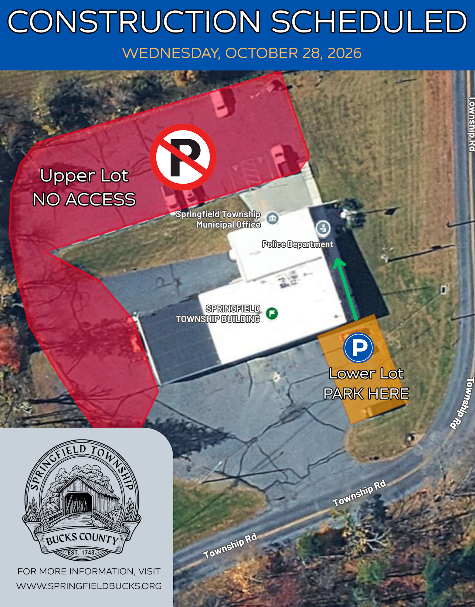 Temporary Parking & Access Changes at Springfield Township Building