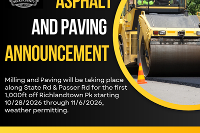 Road Milling and Paving Notice: Cooks Creek Development Area
